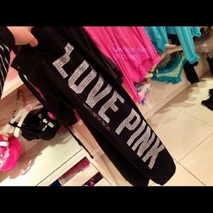 COPY - VS PINK💕RHINESTONE BLING LOGO SIGNATURE PANTS L NWTS